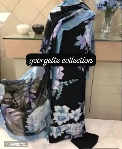 Fancy Georgette Dress Material With Dupatta For Women-thumb0