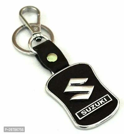 Bikers Leather Imported Key Chain Key Ring With Chrome Car Logo 01-thumb0