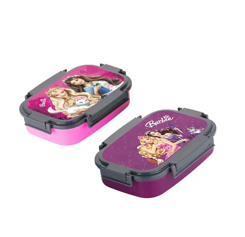 Snack Attack Lunch Box for Kids school 4/6 Convertible Compartments Barbie|  Portion Lunch Box | BPA Free