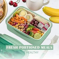 Latest Trendy Lunch Box Multi Section, Air Tight, BPA Free, Easy to Clean, Tiffin Box for School Office College, Snack Box (3 Section Green, Plastic)-thumb3