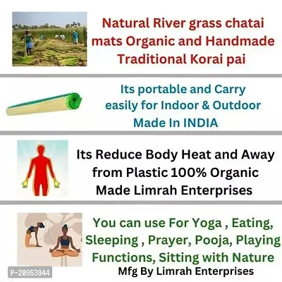 Limrah Chatai Grass Floor Organic Mats for Sleeping |Yoga Grass mat 4 Side Stitched Korai pai | Carpet Mats      Foldable Both Side (Multicolour, 3.5 X 6 feet-thumb2