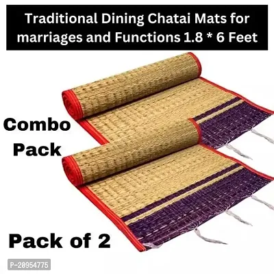 Limrah Traditional Floor Dining| Chatai Combo pack  | Pandhi Korai Grass Mat | Korai Floor Mat | Marriage Function Carpet | Multi Design | Multi Colour Mat | (Multicolour, 1.8 X 6 feet, Pack 2-thumb0