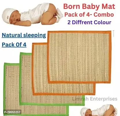 Limrah Born baby Sleeping Chatai | Grass Korai pai Mats | Sitting mat | Organic Natural Yoga Grass Mats 4 Side Stitched Korai pai | Carpet Mats Foldable Both Side Usable | PACK OF 4