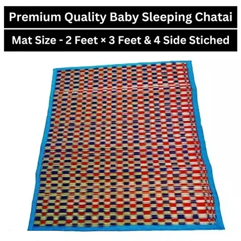 Chatai Baby Grass Floor Mats | Home Baby Sleeping Mat | Born Baby Grass mat 4 Side Stitched Korai pai | Carpet Mats Foldable Both Side usable | (Multicolour, 3 X 2 Feet, Pack of 1)