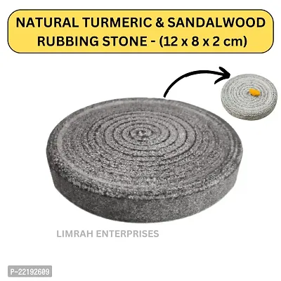 Limrah  Haldi Turmeric Grinding Mortar Stone Rubbing Stone  Natural  Traditional Small size Stone / Sandalwood (10 x 10 x 4 cm)- Pack of 1-thumb0