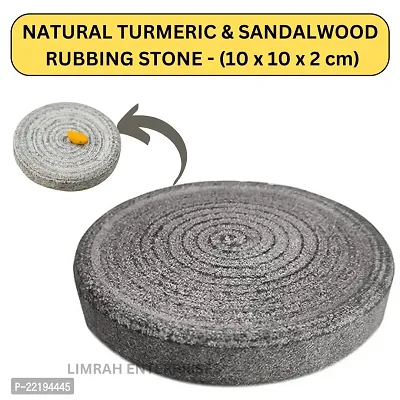 Limrah Haldi Turmeric Grinding Mortar Stone Rubbing Stone Natural  Traditional Small size Stone / Sandalwood (10 x 10 x 4 cm)- Pack of 1-thumb0