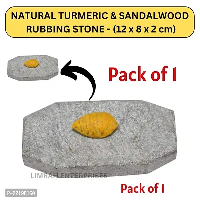 Limrah  Haldi Turmeric Grinding Mortar Stone Rubbing Stone  Natural  Traditional Small size Stone / Sandalwood (12 x 8 x 4 cm)- Rectangular - Pack of 1-thumb0