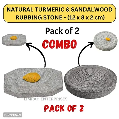Limrah Haldi Turmeric Grinding Mortar Stone Rubbing Stone Natural  Traditional Small size Stone / Circular  Rectangular Sandalwood (12 x 10 x 4 cm) - Pack of 2