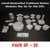 Limrah Handcrafted Traditional Home decor Soapstone Kitchen Miniature Play Set for Kids Without Sharp Edges (Small - 22 Pcs), Stone Miniature Kitchen Set for Kids (Set of 22), Pooja and Grahapravesam,-thumb2