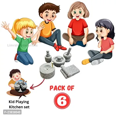 Limrah Stone Miniature Kitchen Set for Kids (Set of 5), Combo pack ,Pooja and Grahapravesam, Traditional Home, Grinding Stone - Make Your Littles Time Full Fun-Filled - Kitchen Playsets ,Miniature( Mi-thumb4