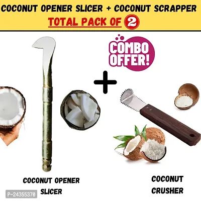 Strong Iron Rods Coconut Slicer | Breaker | Opener | Cutter | Peeler | Cracker | Chopper | Iron Rod Material | Traditional Kitchen kit | Coconut Tools Essential for Every Kitchen | coconut scraper-thumb0