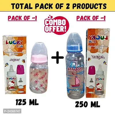 Limrah Baby feeding bottle , Born Baby bottle Anti-Colic Slim Neck Essential Baby Feeding Bottle 250 ML  125 ML (Combo)-thumb0