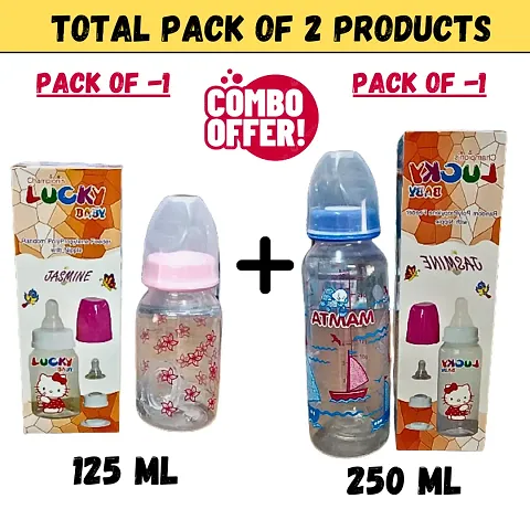 Limrah Baby feeding bottle , Born Baby bottle Anti-Colic Slim Neck Essential Baby Feeding Bottle 250 ML  125 ML (Combo)