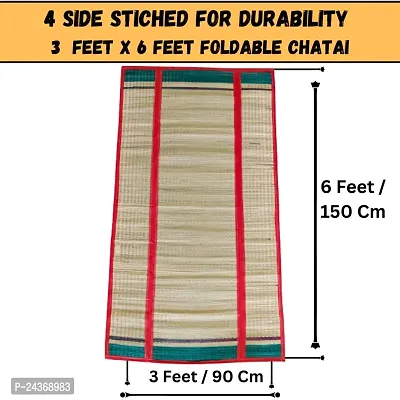 Foldable Chatai Mats Grass Floor Organic Mats | Natural Border Colour chatai | Foldable Mat | Home Long River Mat for Sleeping |Yoga Grass mat 4 Side Stitched Korai pai | Carpet Mats Foldable-thumb2