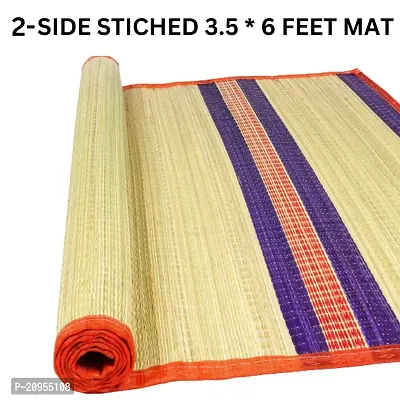 Chatai Grass Floor Mats | Home Long River Sitting Sleeping Mat | living room Yoga Grass mat 4 Side Stitched  Foldable   Multicolour, 3.5 X 6 feet, Pack of 1)-thumb0