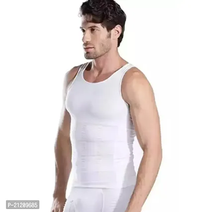 Stylish White Nylon Spandex Sports Vest For Men-thumb0