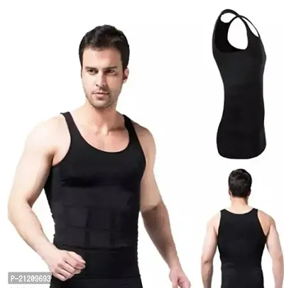 Stylish Black Nylon Spandex Sports Vest For Men