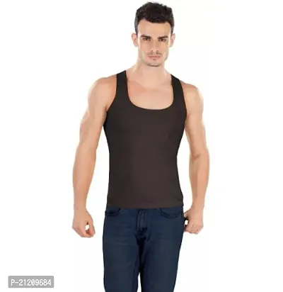 Stylish Black Nylon Spandex Sports Vest For Men