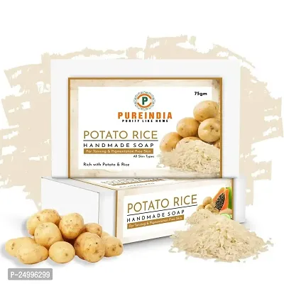 PureIndia Potato Rice Soap Handmade for Reduces Tanning  Pigmentation,Dark Spots-Minimizes Open Pores-Removes Impurities, 75gm Pack of -1-thumb0