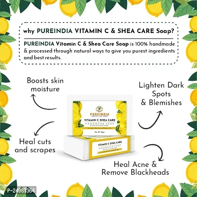 Pureindia Handmade Vitamin C Shea-Care Anti-Pigmentation Nourishing Bathing Soap- For Face And Body,(With Lemon  Orange) 75gm each(Pack of 5) All Skin Type-thumb5