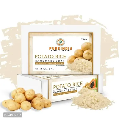 PureindiaPotato Rice Soap Handmade for Reduces Tanning  Pigmentation Dark Spots-Minimizes Open Pores-Removes Impurities, 100gm Pack-2-thumb0