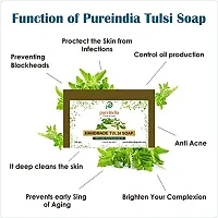 PUREINDIA Handmade TULSI Anti ageing Soap, Pack of 5(100gm) for Brighten complexion, Oil Control, Acne and Blackheads.-thumb3