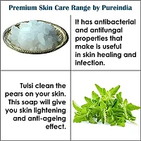 PUREINDIA Handmade TULSI Anti ageing Soap, Pack of 5(100gm) for Brighten complexion, Oil Control, Acne and Blackheads.-thumb2