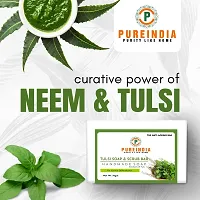 PUREINDIA Handmade TULSI Anti ageing Soap, Pack of 5(100gm) for Brighten complexion, Oil Control, Acne and Blackheads.-thumb2