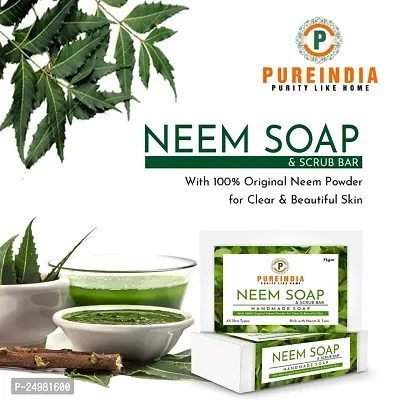 Pureindia Handmade Neem Purifying Soap  Scrub Bar Pack of 3-thumb2