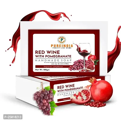 PureIndiaHandmade Red wine Daily Bathing Bar for Reduces Tanning  Pigmentation,Dark Spots-Minimizes Open Pores-Removes Impurities, 100-gm Pack of -3