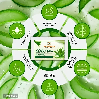 PureIndia Handmade Aloevera Herbal Bathing Bar Healthy Skin | Hydrate Skin |Removes Scar  Adds Shine | 100gm -Pack Of -3-thumb2