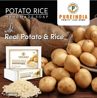 PureindiaPotato Rice Soap Handmade for Reduces Tanning  Pigmentation Dark Spots-Minimizes Open Pores-Removes Impurities, 100gm Pack-2-thumb2