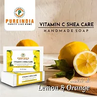 Pureindia Handmade Vitamin C Shea-Care Anti-Pigmentation Nourishing Bathing Soap- For Face And Body,(With Lemon  Orange) 75gm each(Pack of 5) All Skin Type-thumb2