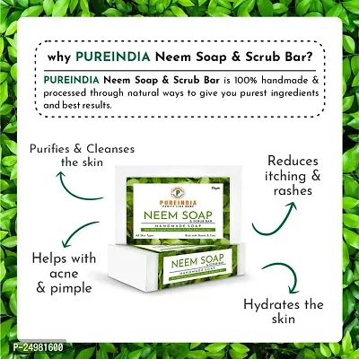Pureindia Handmade Neem Purifying Soap  Scrub Bar Pack of 3-thumb4