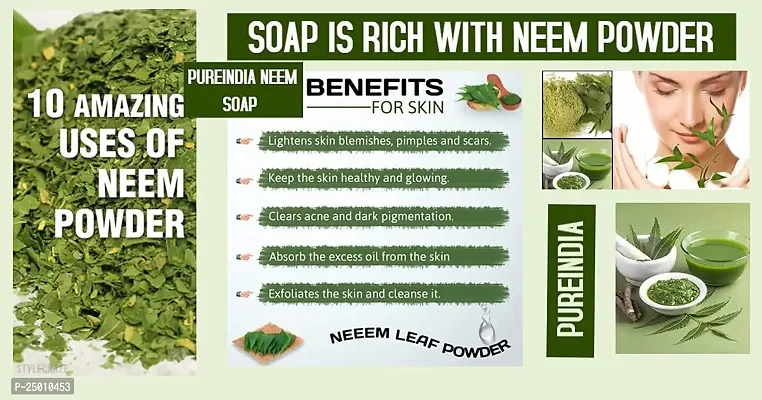 PUREINDIA Handmade Purifying Neem Original SCRUB BAR(Pack of 3, 100gm each) For Acne; Pimples And Rashes Facial And Body Bathing Bar(With original NEEM PETALS  OIL) NO Synthetic Fragrance-thumb3