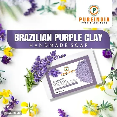 Pureindia Ayurveda Handmade Brazilian Purple Clay Luxury Soap with Olive Oil for Skin Lustrous and Shine.-thumb3