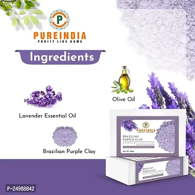 Pureindia Ayurveda Handmade Brazilian Purple Clay Luxury Soap with Olive Oil for Skin Lustrous and Shine.-thumb5