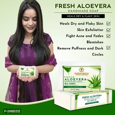 PureIndia Handmade Aloevera Herbal Bathing Bar Healthy Skin | Hydrate Skin |Removes Scar  Adds Shine | 100gm -Pack Of -3-thumb4