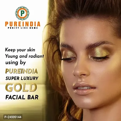 Pureindia Handmade Gold Facial Bar |For Golden Glow On Face-|Ayurvedic | 100gm | All Skin Type. Pack Of 1,For,for Luminous and Radiant Complexion |Machine can not Make It|-thumb2