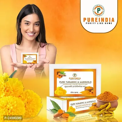 Pureindia Combo Soap Set of 2-Potato Rice  Pure Turmeric with Merigold | Handmade | 100gm Each With Original Potato Peel  Turmeric Oil.-thumb5