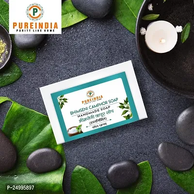 Pureindia Handmade Bhimseni Camphor Soap | All Day freshness | Made With Original Bhimseni Camphor | set Of 5-100gm Each-thumb5