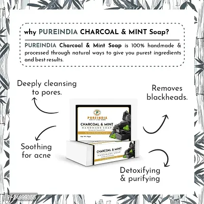 Pureindia Handmade Charcoal-Mint Bar For Anti-Pollution  Deep Cleansing,75gm-Pack of 3-thumb3