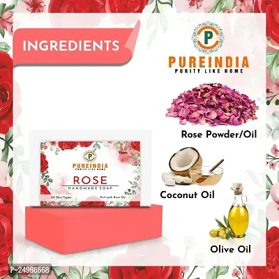 Pureindia Handmade Rose Soap With natural Glycerine - Pack of -2 75 gm Each.-thumb5