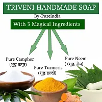 Pureindia Handmade TRIVENI Ayurvedic Bathing Bar,Made with Neem-Kapoor-Turmeric, For Body Care, Made with Magical 11 herbs,100gm-Pack Of 3-thumb3