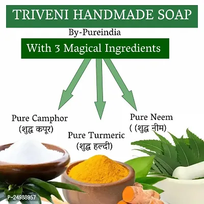 Pureindia Handmade TRIVENI Ayurvedic Bathing Bar,Made with Neem-Kapoor-Turmeric, For Body Care, Made with Magical 11 herbs,100gm-Pack Of 3-thumb4