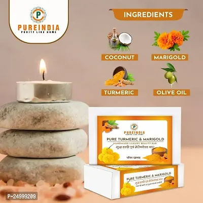 Pureindia Combo Soap Set of 2-Potato Rice  Pure Turmeric with Merigold | Handmade | 100gm Each With Original Potato Peel  Turmeric Oil.-thumb4