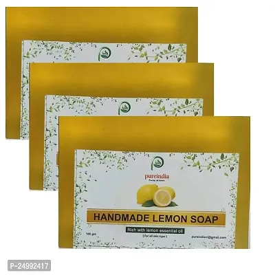 PUREINDIA HANDMADE HERBAL LEMON SOAP, 100gm each(Pack of 3