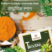 Pureindia Handmade TRIVENI Ayurvedic Bathing Bar,Made with Neem-Kapoor-Turmeric, For Body Care, Made with Magical 11 herbs,100gm-Pack Of 3-thumb2