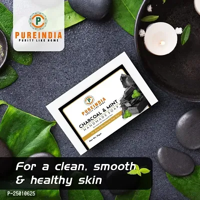 Pureindia Handmade Charcoal  Mint Soap for Face  Body, 75gm Pack of 3-thumb2