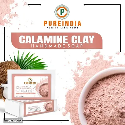 PureIndiaHandmade Calamine Clay Daily Bathing Bar  for Reduces Tanning  Pigmentation,Dark Spots-Minimizes Open Pores-Removes Impurities, 100-gm Pack of -3-thumb3